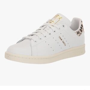 Adidas White and Gold with Leopard Stan Smith Sneakers